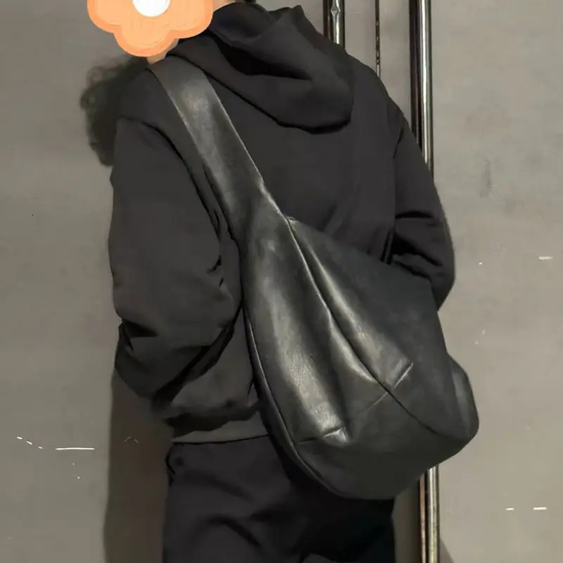 Miyagawa Vintage Ins Casual Crossbody Large Capacity Single Shoulder Tote Bags Washed Pleated Leather Bags 251106