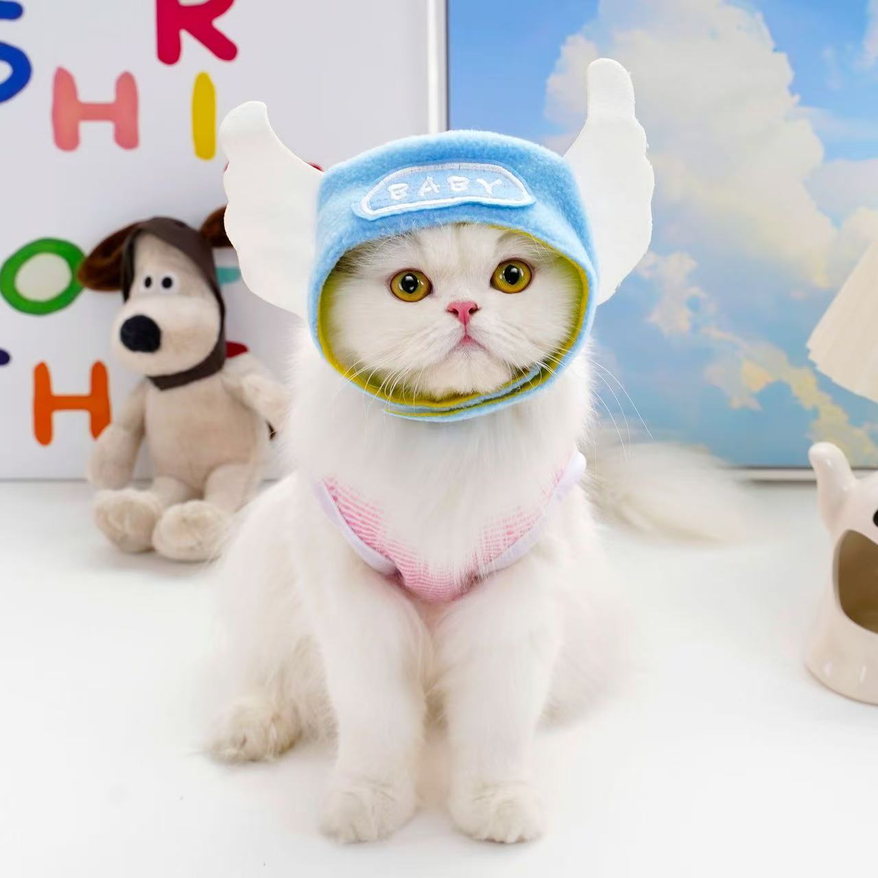 Pet sunflower hat, dog and cat banana headdress, tiger headgear. Teddy and French bulldog supplies. Manufacturer wholesale.