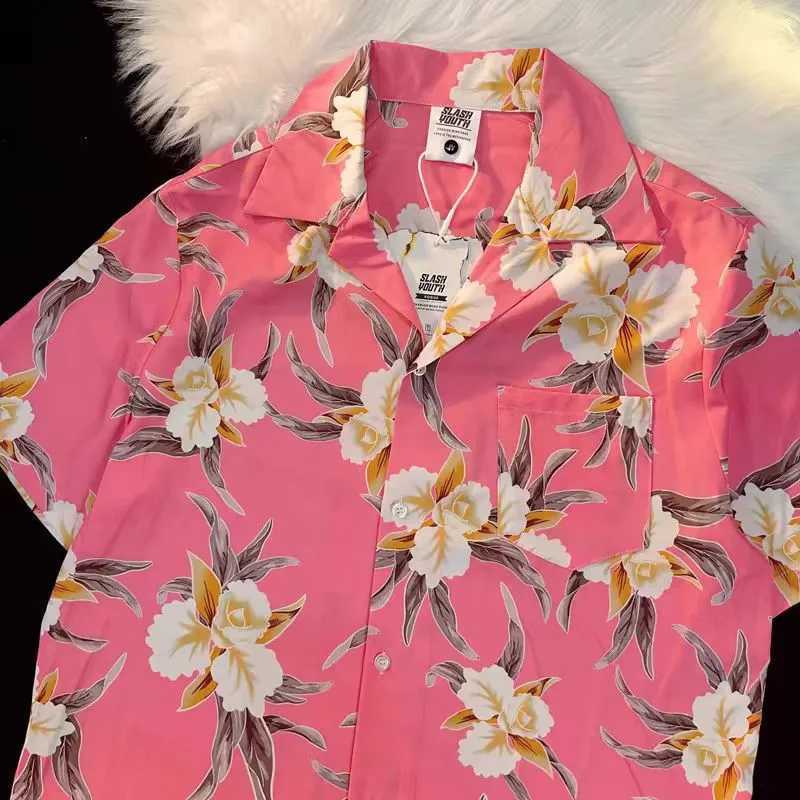 Japanese retro Hawaiian Cuban collar print short sleeved mens summer hip-hop shirt casual shirt X250410