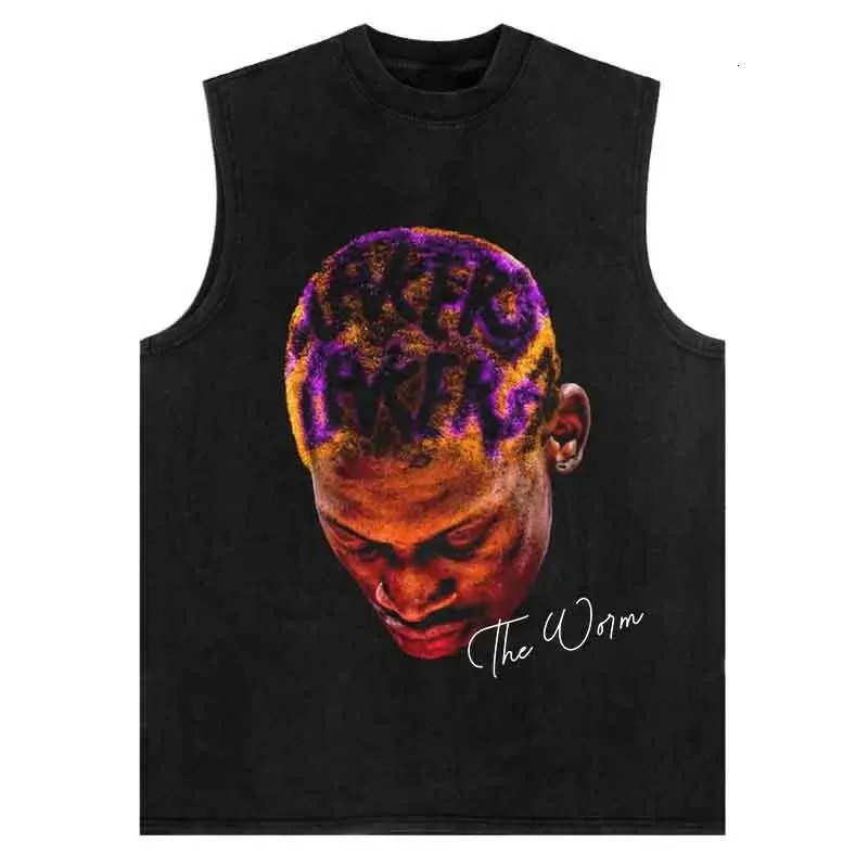 SHEC Vintage Portrait Tank Top Hip Hop Retro Rodman Graphic Print Vest Harajuku Streetwear Oversized Sleeveless T-Shirt Tops 250409