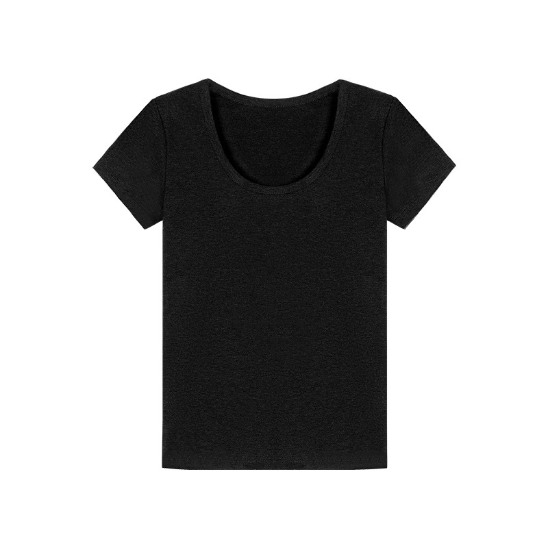 2025S Designer Women s S T shirt U neck Versatile Short Sleeved New Indoor Summer Slim Fit Slimming Front Shoulder Short Sleeved Outdoor Casual Top