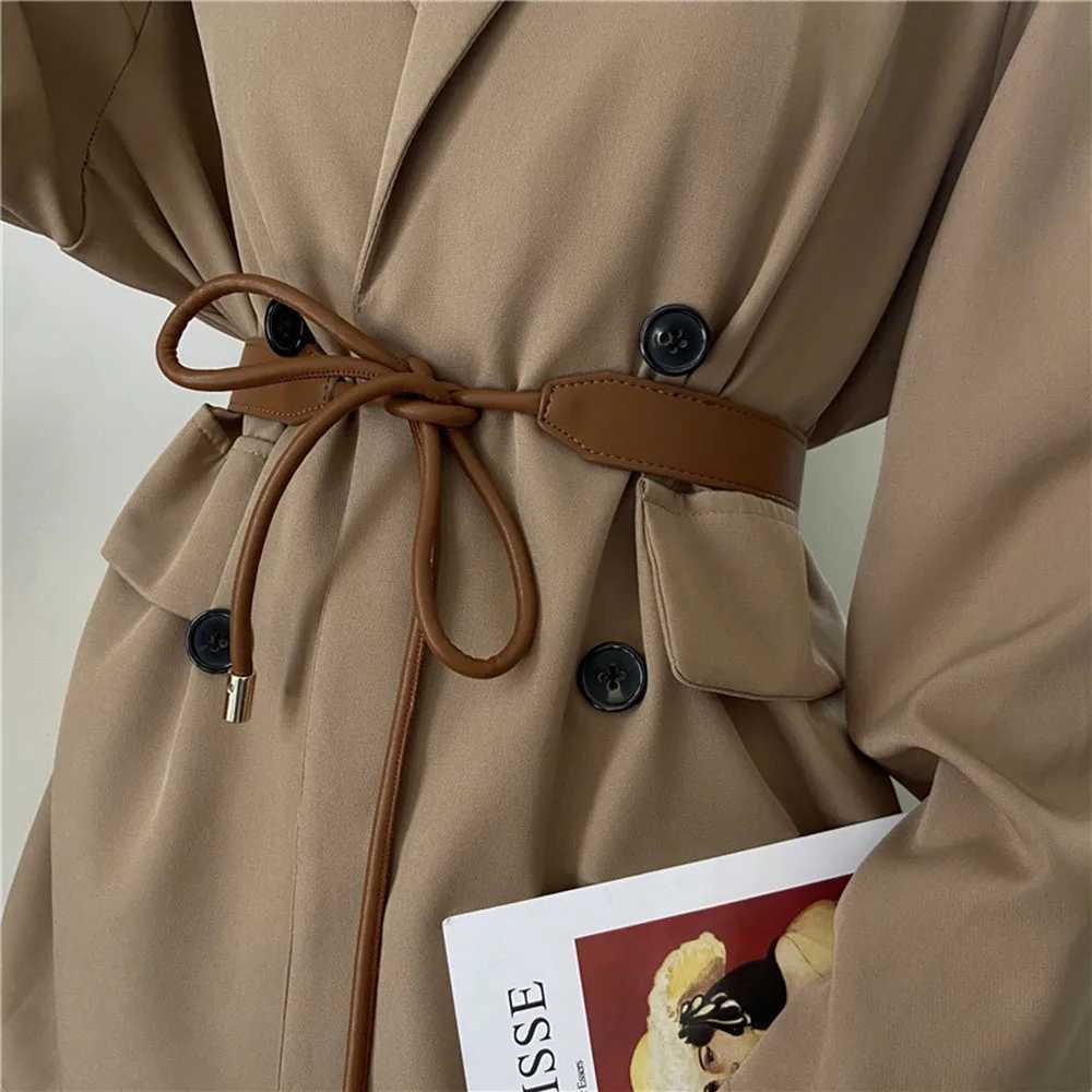 Fashionable thin waistband Versatile dress jacket decorative waistband ultra-thin drawstring PU leather drawstring at the waist X250410