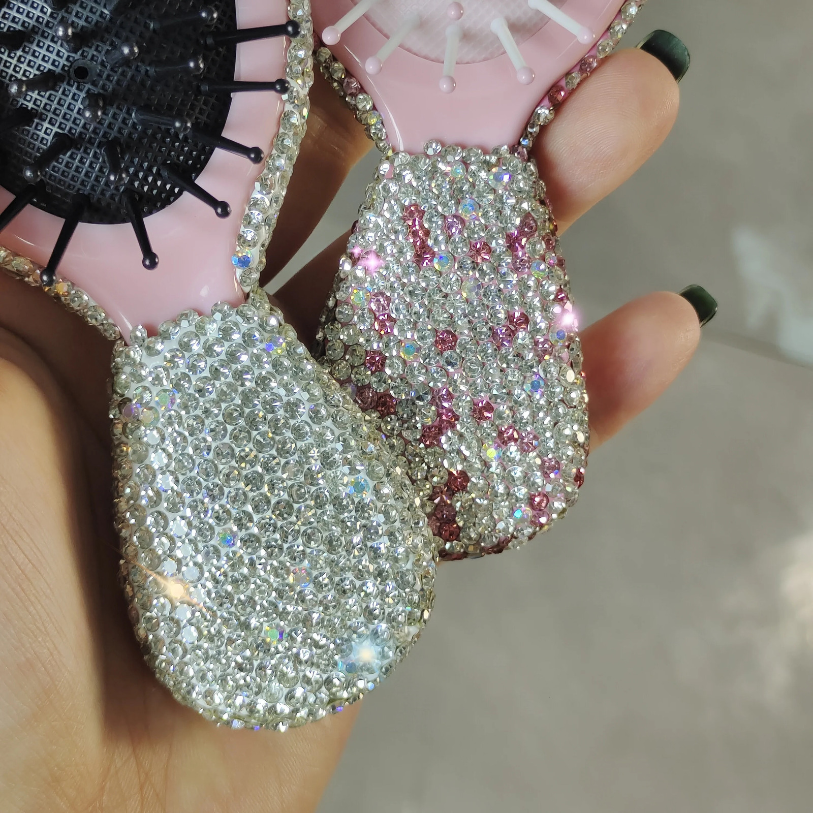 High appearance level air cushion comb artificial diamond set home portable mini hair compact smooth hair comb 251107