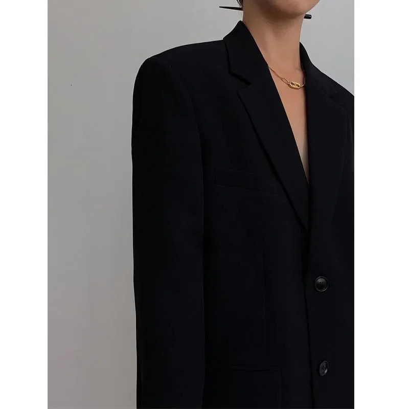 Coat Fashion Black Set Jacket Autumn Loose Retro Casual Street Clothing Womens Fit 250407