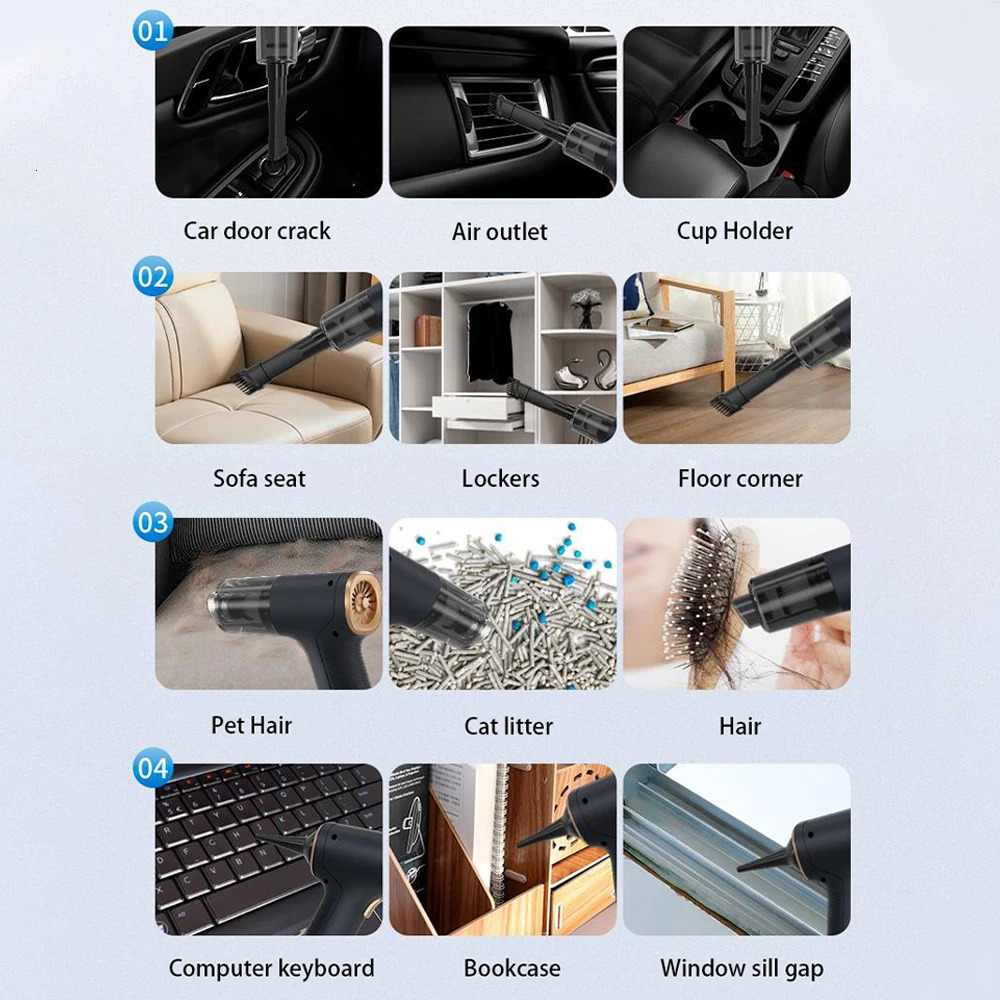 CENRR 98000PA Mini Car Vacuum Cleaner HandHeld Portable Wireless Vacuum Cleaner Powerful Cordless Vacuum Cleaner Home Appliance 251106