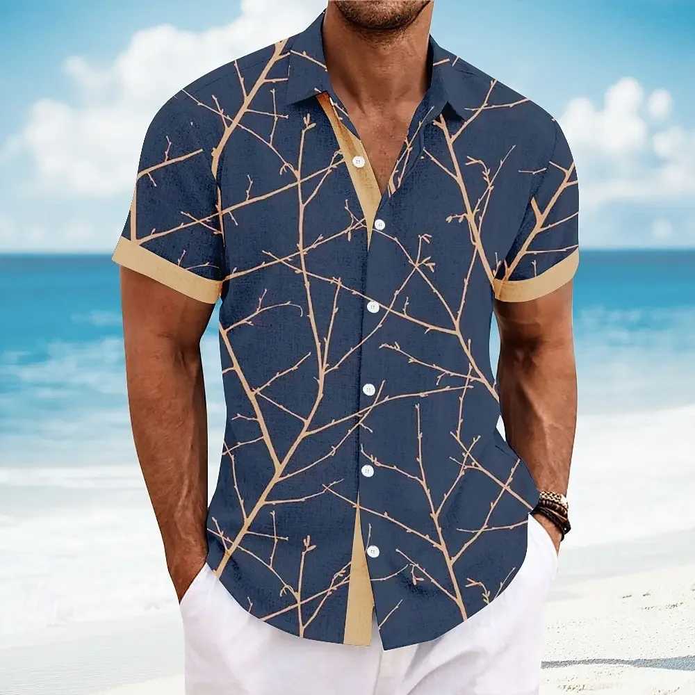 2025 Mens Palm Leaf Tropical Plants Summer Hawaiian Shirt Button Shirt Short Sleeve Hawaiian Resort Hotel X250410