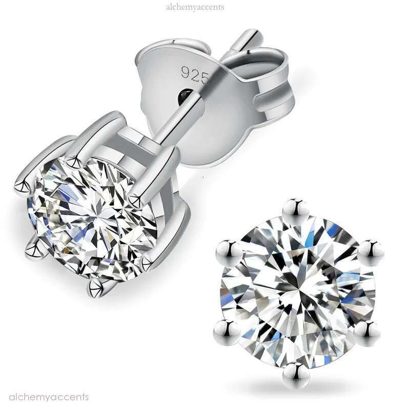 Classic Fashion 0.6CT-1CT Round Shiny Moissanite Sterg Sier Gold Plated Earrings Studs for Men Women Nice Gift