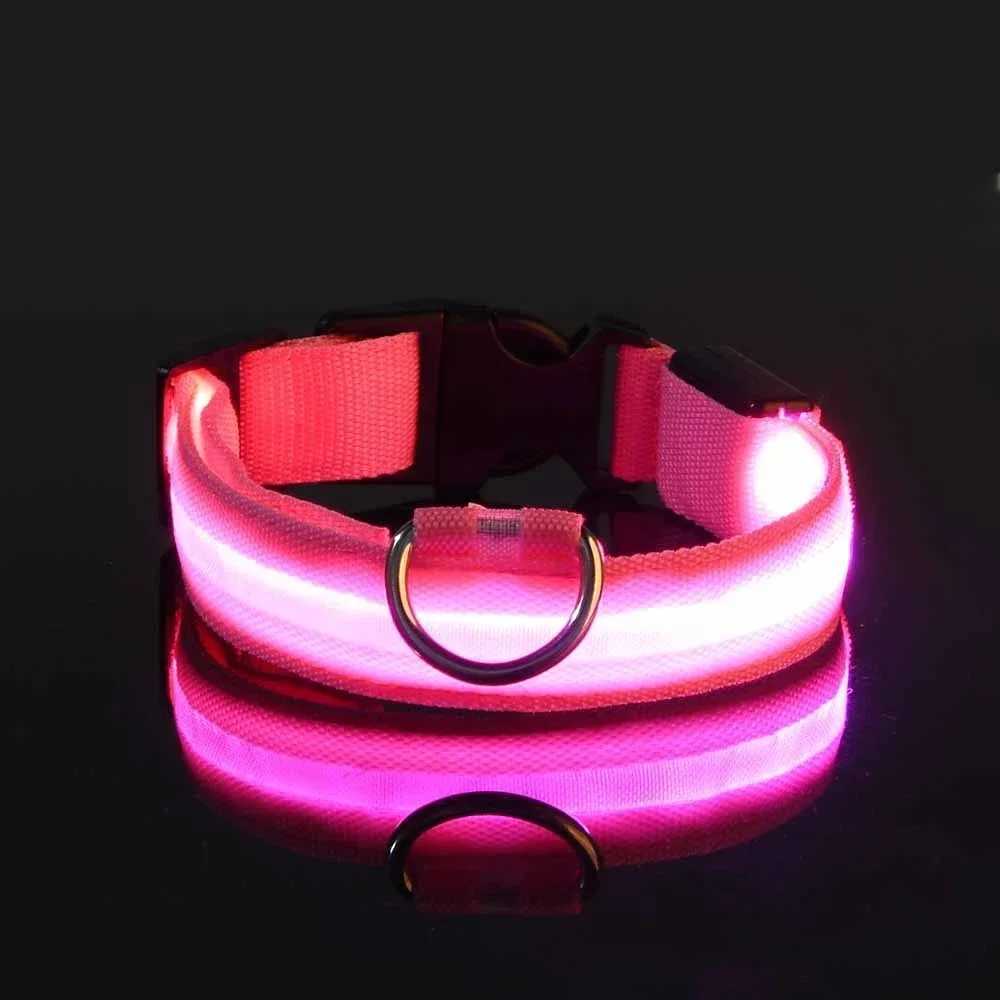 Dog Collar Nylon LED Night Safety Flashing Glow In The Dark Pet Dog Leash pet Dogs Luminous Fluorescent dog accessories collar J251110