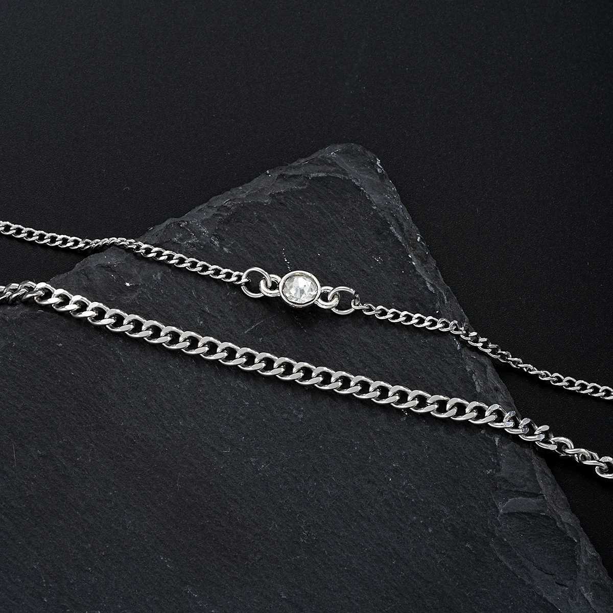 Stainless Steel Classic Couples Bracelets for Men Women Simple Retro Zircon Silver Color 2 Pcs Bracelets Hip Hop Jewelry GiftsT251110