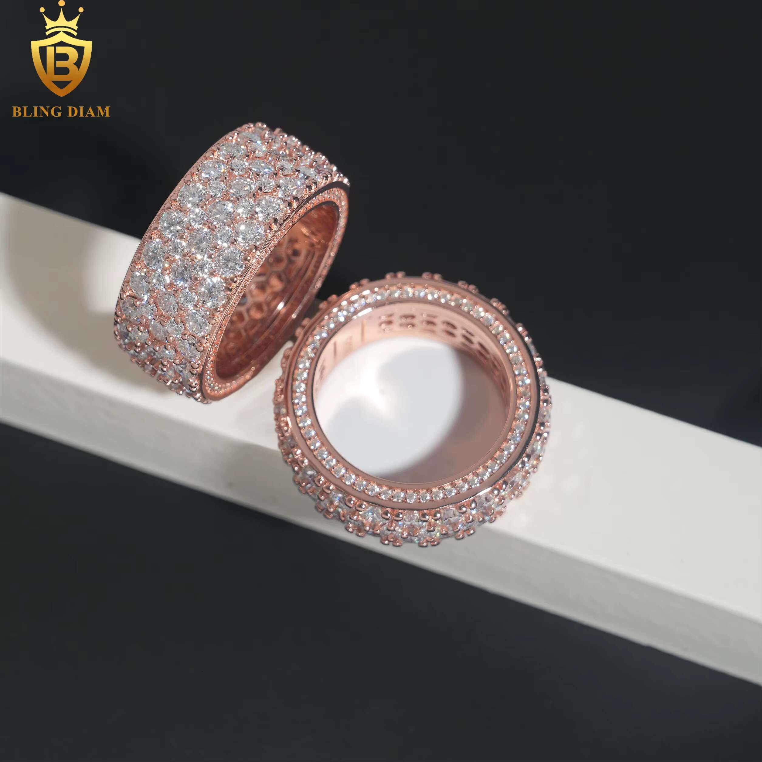 Hip Hop Style Jewelry 925 Sterling Silver Men Women Rings With Vvs Moissanite Iced Out Diamond Gra Certificate
