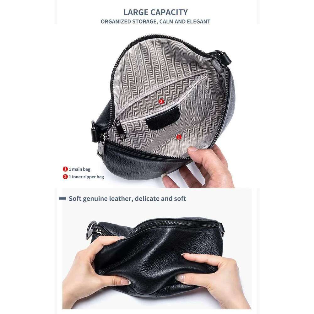 Genuine Leather Small Chest For Women - Simple, Versatile Shoulder Bag & Trendy First-Layer Cowhide Phone Pouch Purse