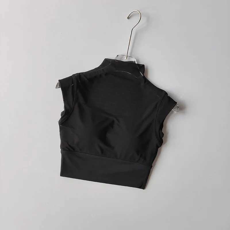 Sexy mesh sports vest yoga set womens running top shirt quick drying fixed chest pad training Pilates body set summerXJ250410