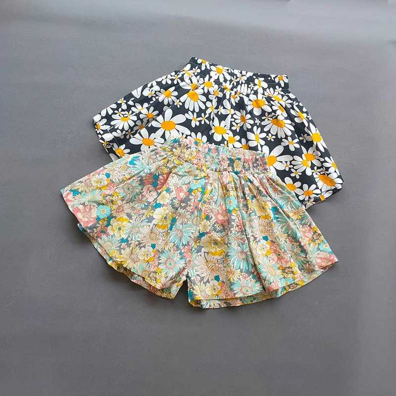 Sweet Girls Flower Culottes Summer Baby Girls Fashion Childrens Flower Wide Leg Hot Pants Childrens Mini Shorts Z250410