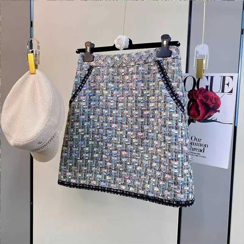 Elegant Women Vintage Tweed Suit Jacke Coat Top Mini Skirt 2 Piece Set Outfit 2024 Winter Autumn Jacquard Elegant Party Clothing W251110