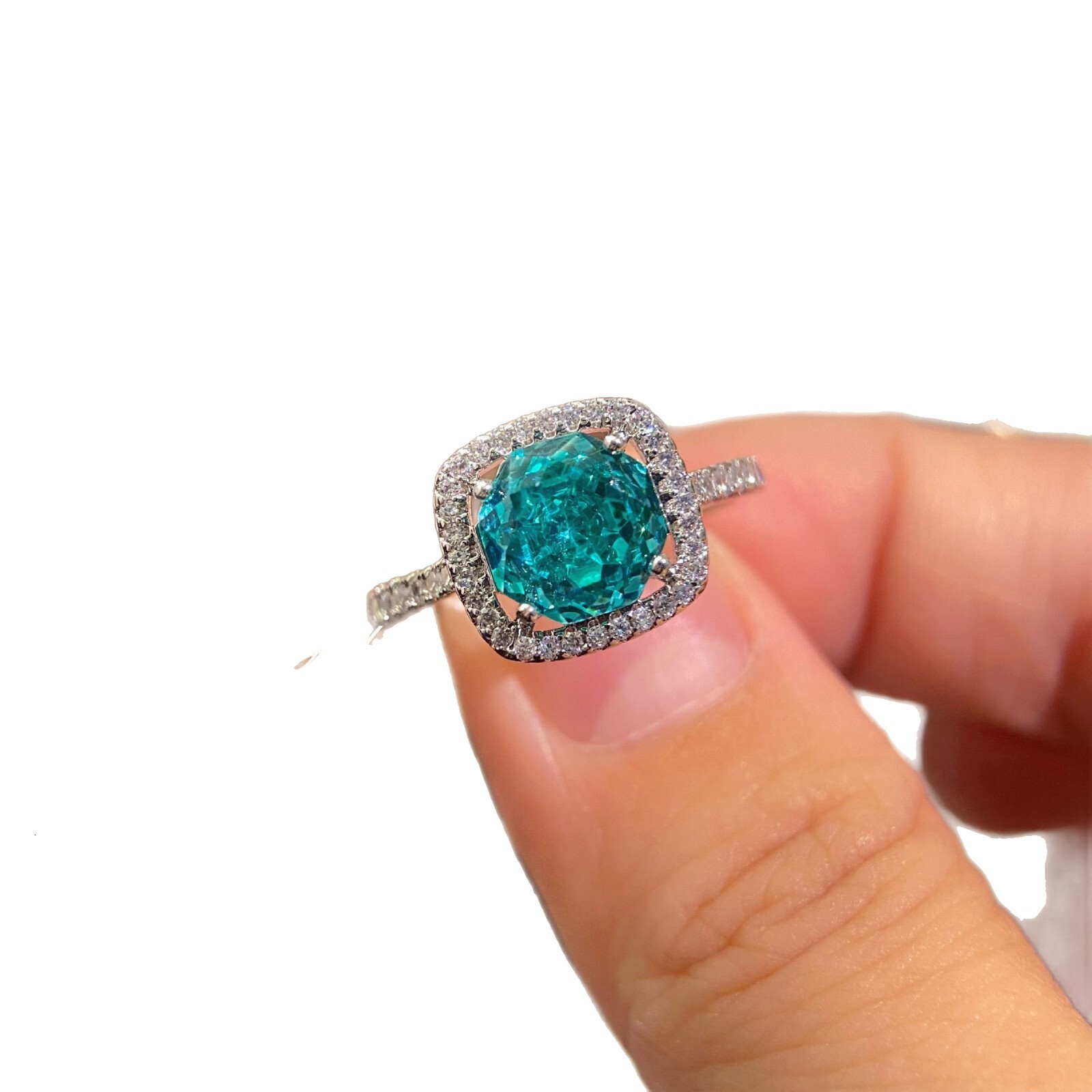Hot Selling Popular Designer Ring Octagonal Millennium Rose Cut Fashion Ring Aquamarine Ring Light Luxury High-end Inlaid High Carbon Diamond Square R