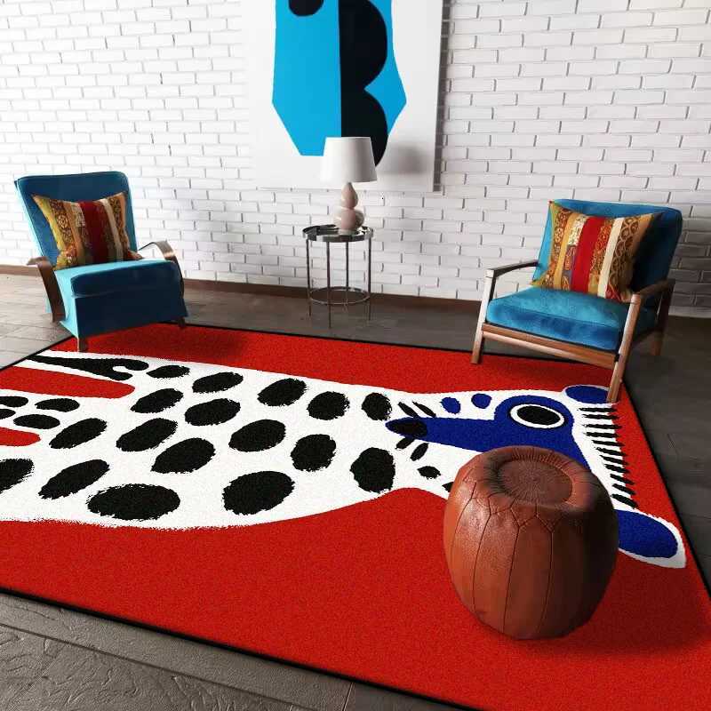 Modern Abstract Animal Rugs for Bedroom Red Carpets for Living Room Easy Care Non-slip Cloakroom Rug Large Area Lounge Carpet Y251110