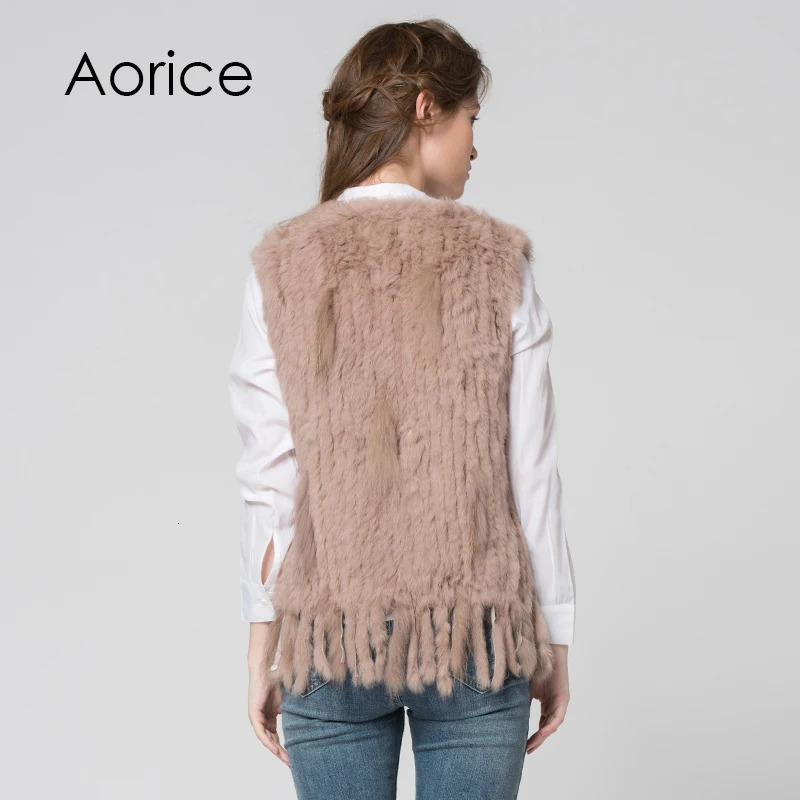 Women Knitted Handmade Real Rabbit Fur Vest Gilet Sleeveless Garment Waistcoat Female Natural Coat Jacket VR031 251110