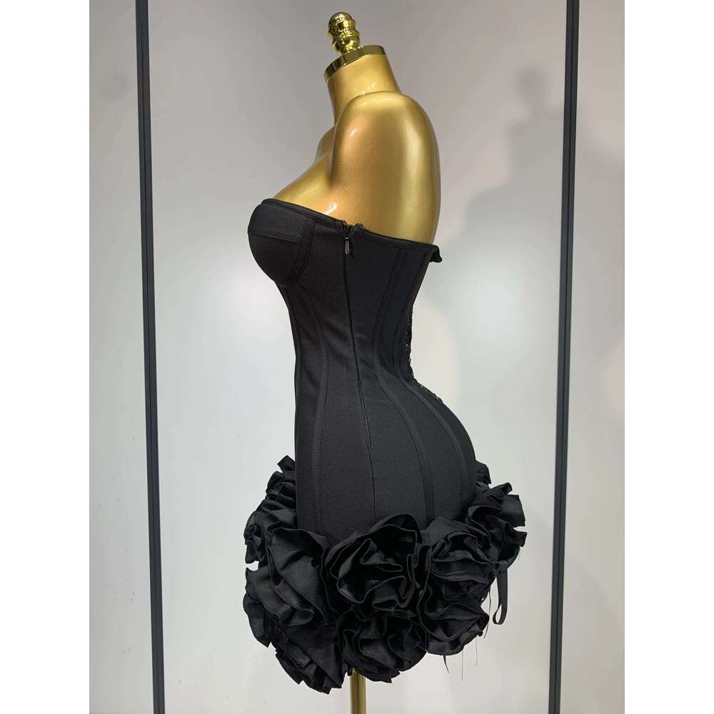 Women Evening Bandage Dress Strapless Bodycon Wers Mini Celebrity Sexy Birthday Party Dresses Photo Shoot Nightclub Outfit