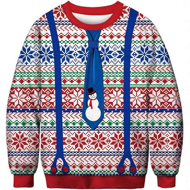 European and American New Autumn Green Fur Monster Santa Claus 3D Digital Print Christmas Crew Neck Long Sleeve Sweatshirt for Men