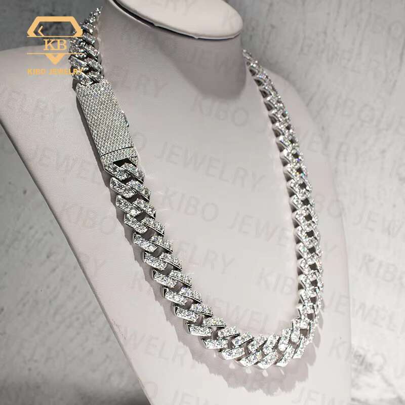 Hip Hop Sterg Sier Mossanite 20mm Pointer Setting Iced Out Dia Cuban k Chain
