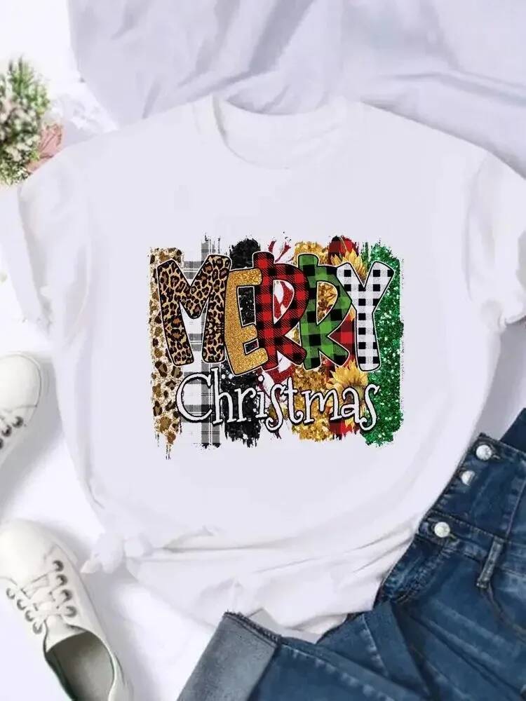 Ddmytues Christmas Fashion 2025 Print T Top Merry New Year Tree Lovely Festival Trend Holiday Graphic Tee Women Shirt Clothing T-Shirts