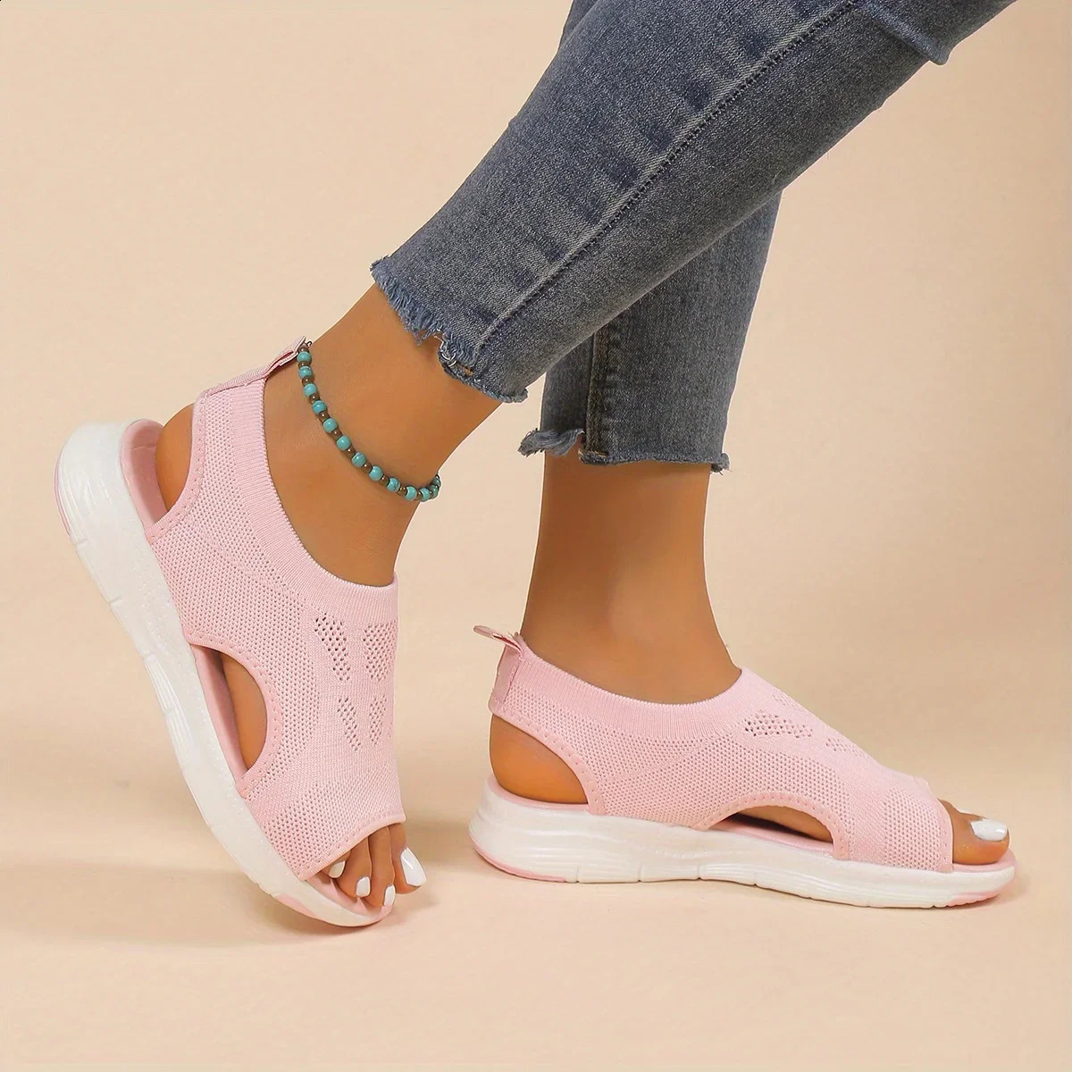 Elevate Your Style Chic Open-Toe Wedge Sandals with Strappy Back - Comfort Trend in One 250402