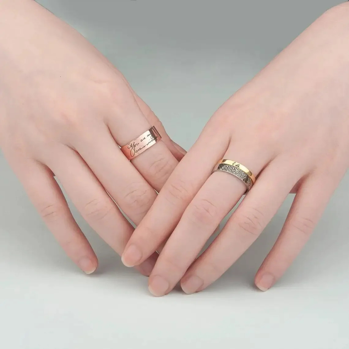 Custom Word Inside Outside Engrave Ring Dainty Name Personalized Stacking Ring Unisex Promise EternityMemorial Anniversary Gifts 250409