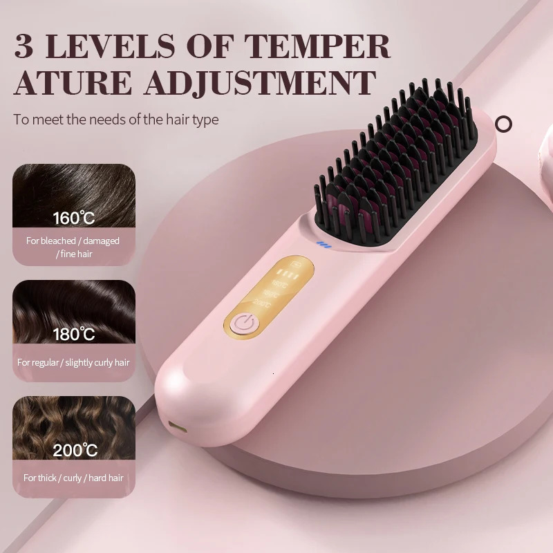Thermostatic Hair Straightener Comb 3 Levels of Temper Ature Adjustment Quick Heat Straightening Brush 251107
