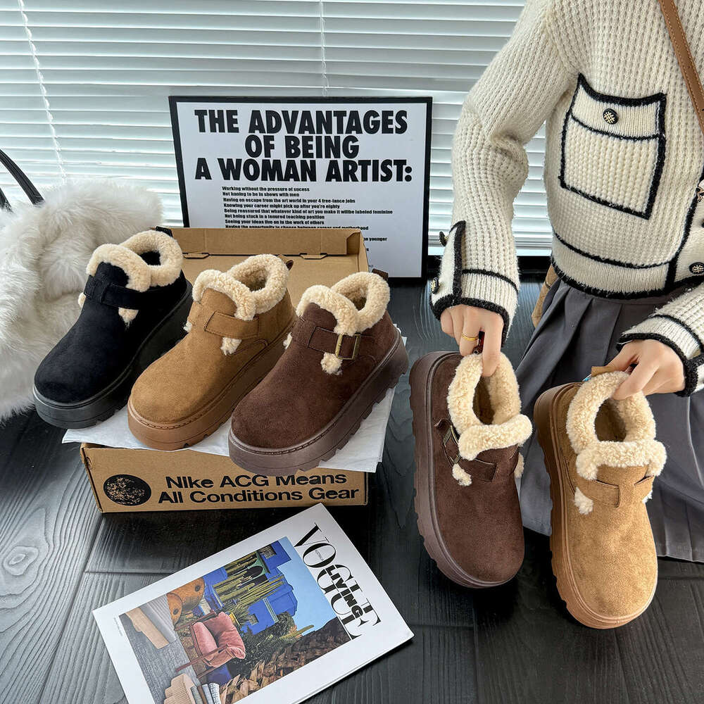 Designer Classic Ultra Mini Boots Women Snow Boots Buckled Platform Short Women Chestnut Sand Winter Non-Slip Warm Thickened Outdoor Casual Snow Boots