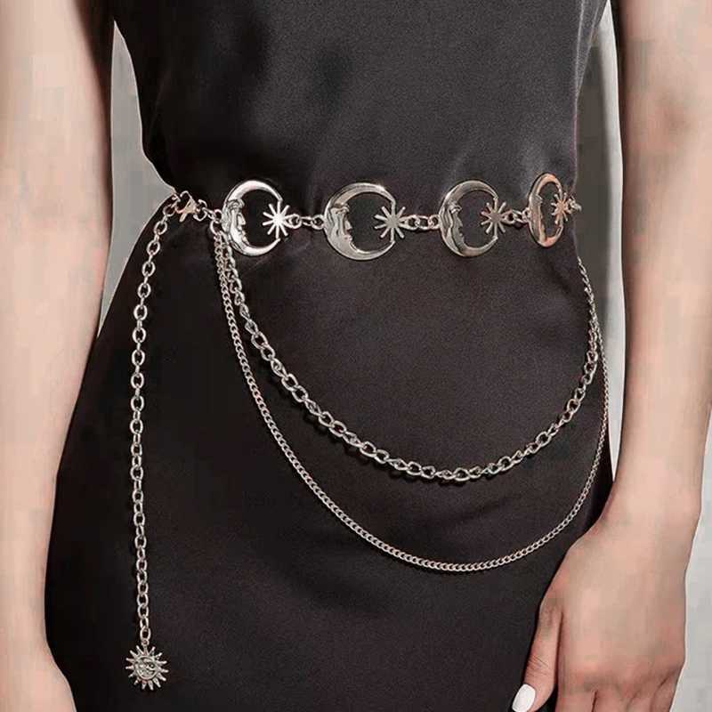 2023 New Body Chain Waist Chain Wen Fashion Sun Moon Metal Waist Chain Punk Spicy Girl Chain Accessories Belt Jewelry Gifts X250410