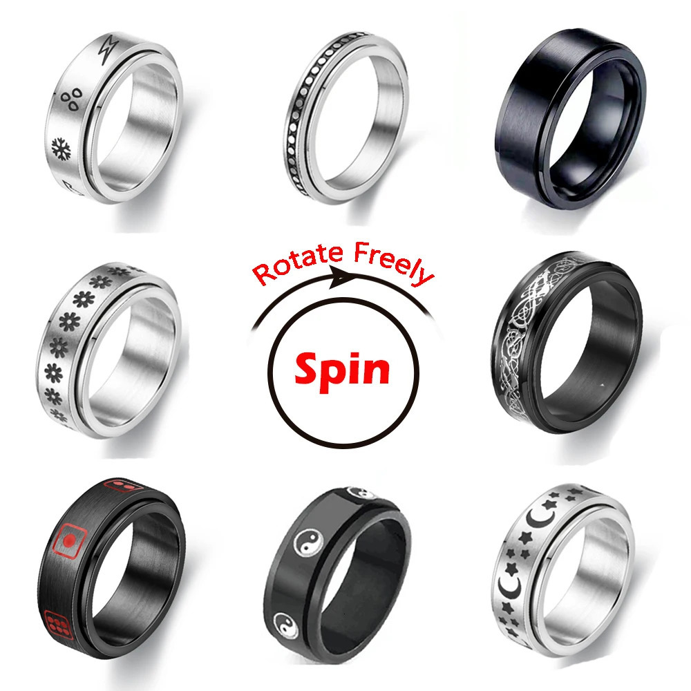 Anxiety Ring Figet Spinner Rings For Women Men Stainless Steel Rotate Freely Spinning Anti Stress Accessories Jewelry Gifts 251110