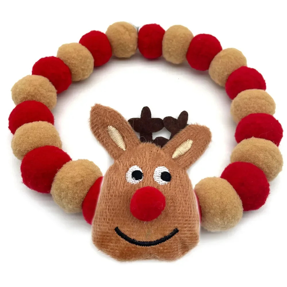 30pcs Christmas Pet Dog Bow Tie Santa Claus Style Hair Ball Necklace Collar Pet Dog Cat Bowties Necktie Dog Grooming Accessories 251110