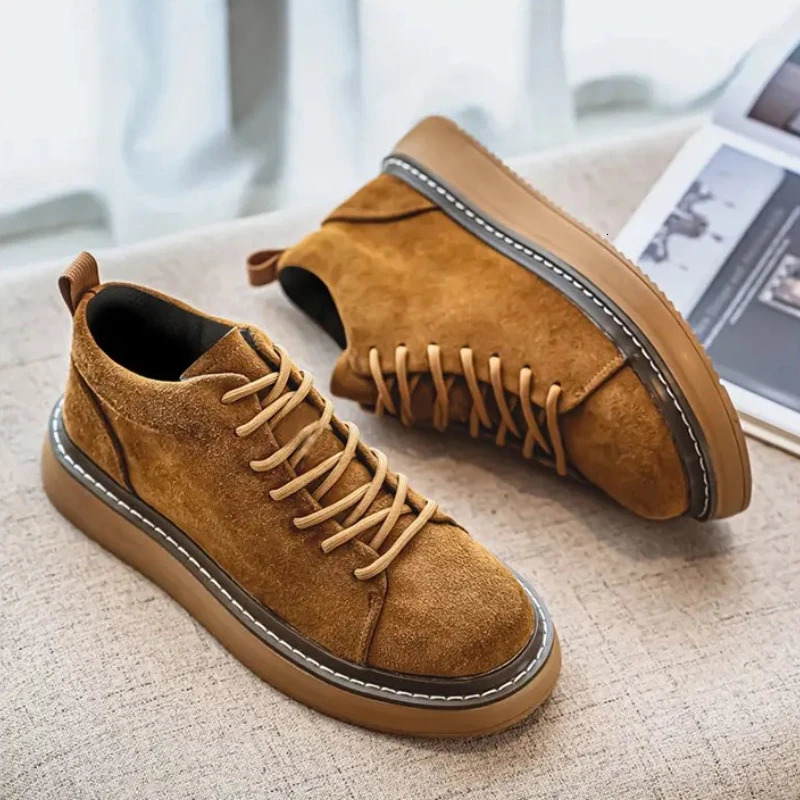 Mens Winter Boots Mens Biker Boot Round Toe Lace-up Soft Comfortable Anti-wear Outdoor Shoes Classic British Style Arrival 251107