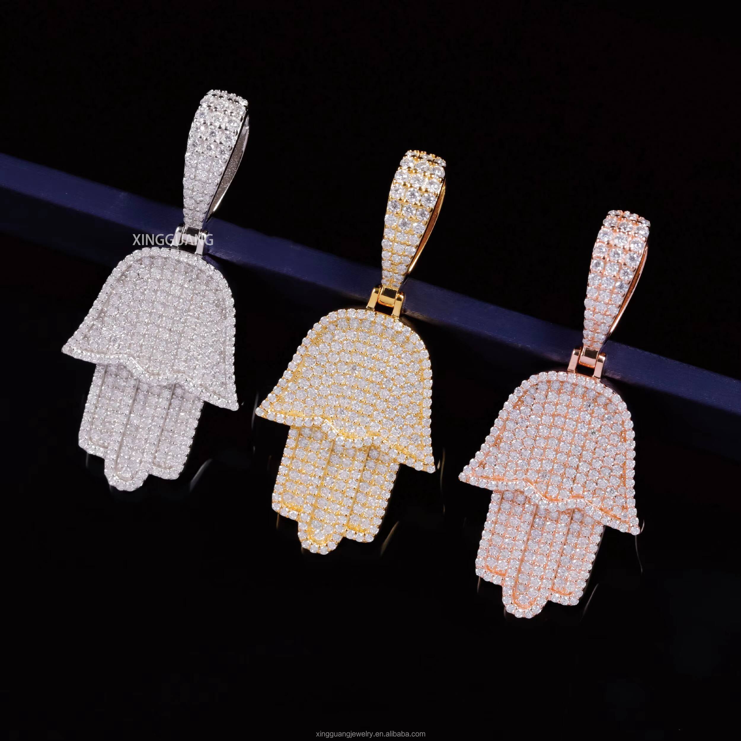 Yy Custom 925 Silver Plam Pendant 3 Tones Hip Hop Jewelry with Pass Diamond Tester Custom Moissanite Pendant Charm