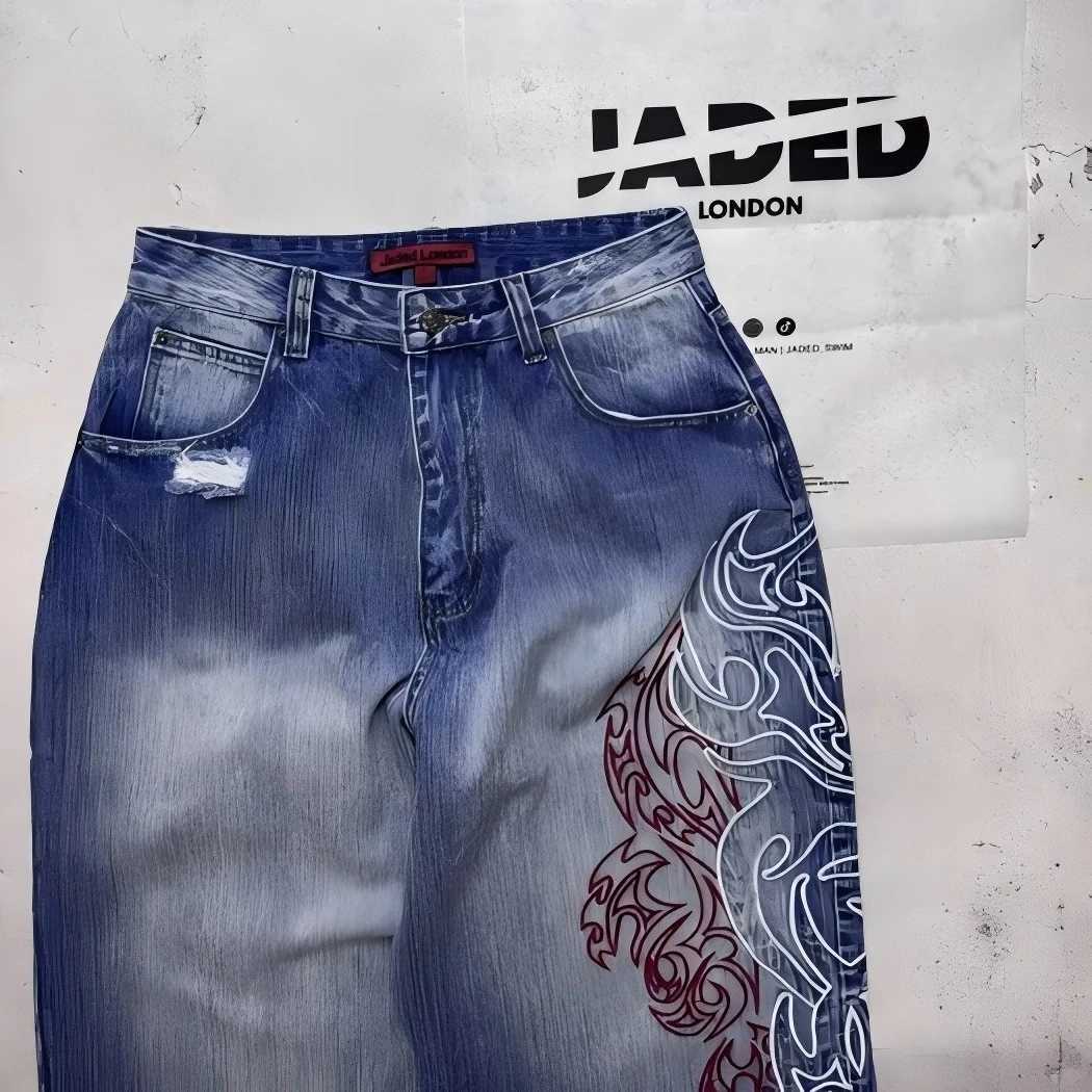 Y2K Fashion Trend Side Embroidered Womens Jeans Harajuku American Hip-hop Couple Streetwear Baggy Jeans New Ripped Jeans C251110