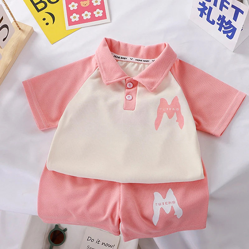 Childrens clothing quick drying polo shirt set boys T-shirt summer cotton short sleeved fashion set 2PCS 250409