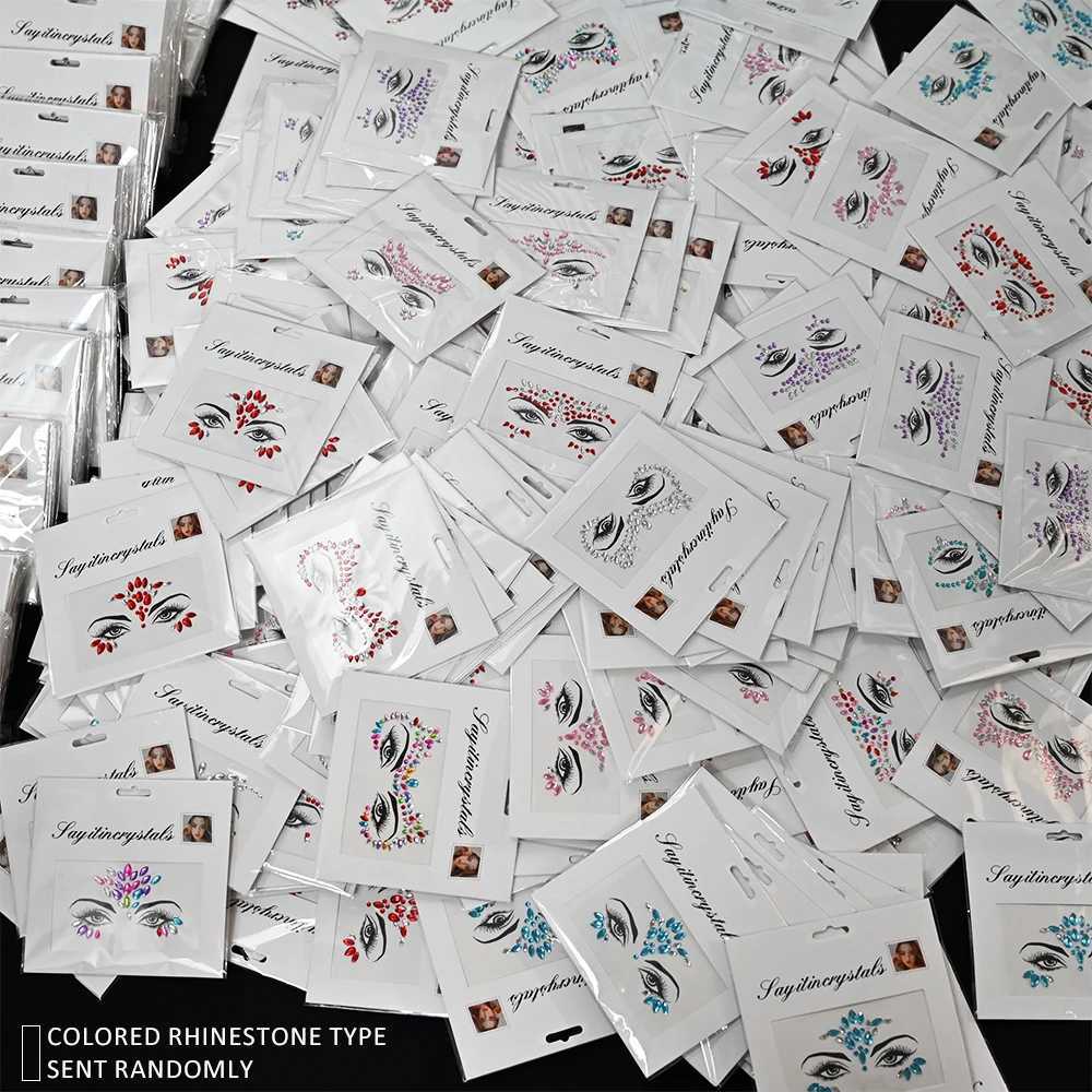 5 pieces of mermaid face jewelry gemstones rhinestones Rave Eyes body temporary stickers crystal face stickers decorative for women and children** W25