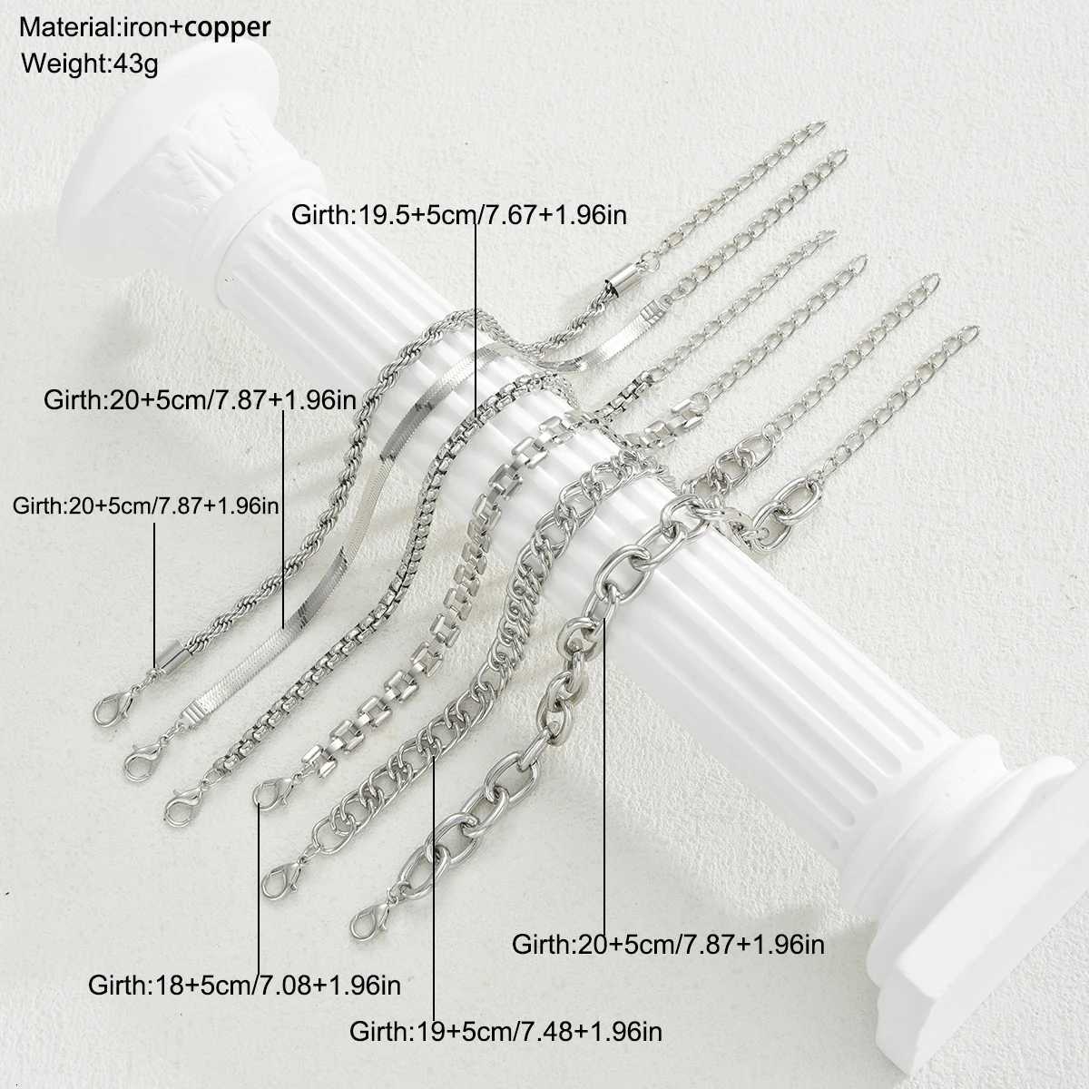 6pcs Simple Punk Chunky Chain Bracelet Set for Women Retro Metal Twisted Designs Multi Layered Bracelets Daily Wear Jewelry GiftT251110