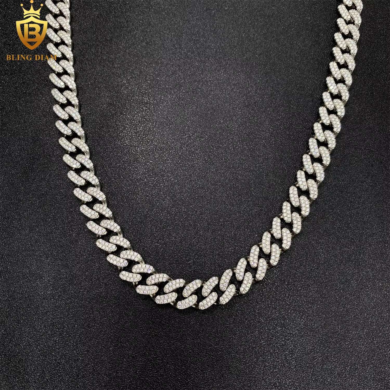 Promotion Hot Sale 10mm 2Rows Hip Hop Miami Jewelry 925 Silver Vvs Moissanite Cuban Link Chain Gra Certificate