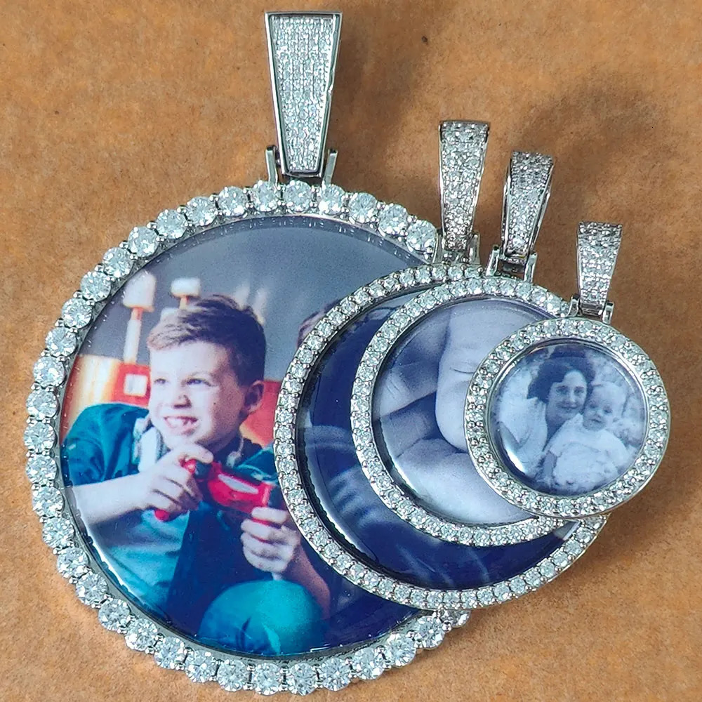 Free Laser Custom Po Necklace Men Women Personalized Jewelry Customized Any Picture Pendant 26354568.5mm Size Round Charm 250409