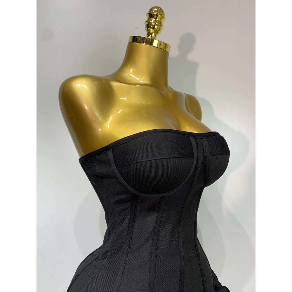 Women Evening Bandage Dress Strapless Bodycon Wers Mini Celebrity Sexy Birthday Party Dresses Photo Shoot Nightclub Outfit