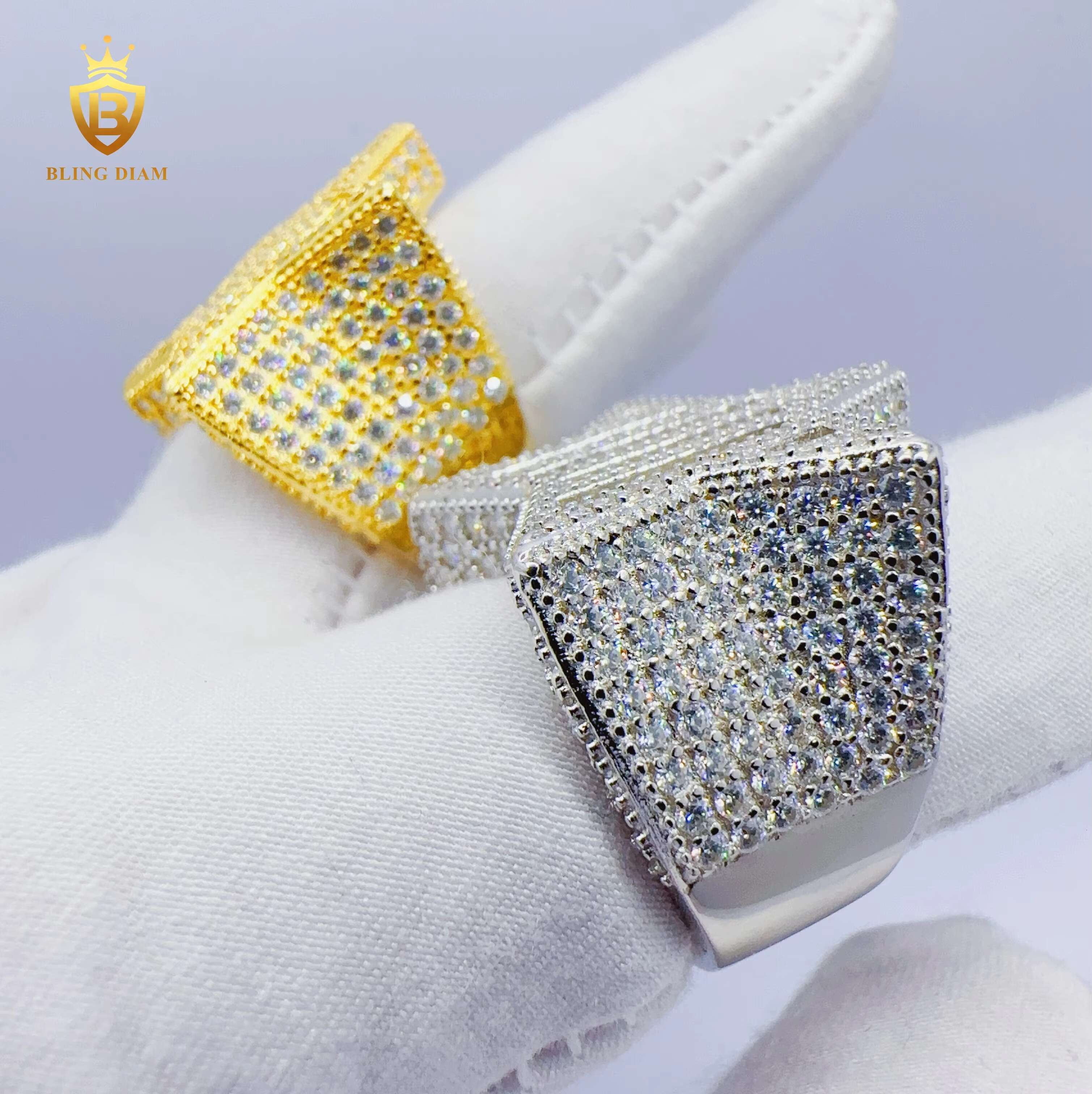 Pass Diamond Tester VVS Moissanite Pentagram Design Hip Hop Ring 925 Sterling Sliver Fashion Ring