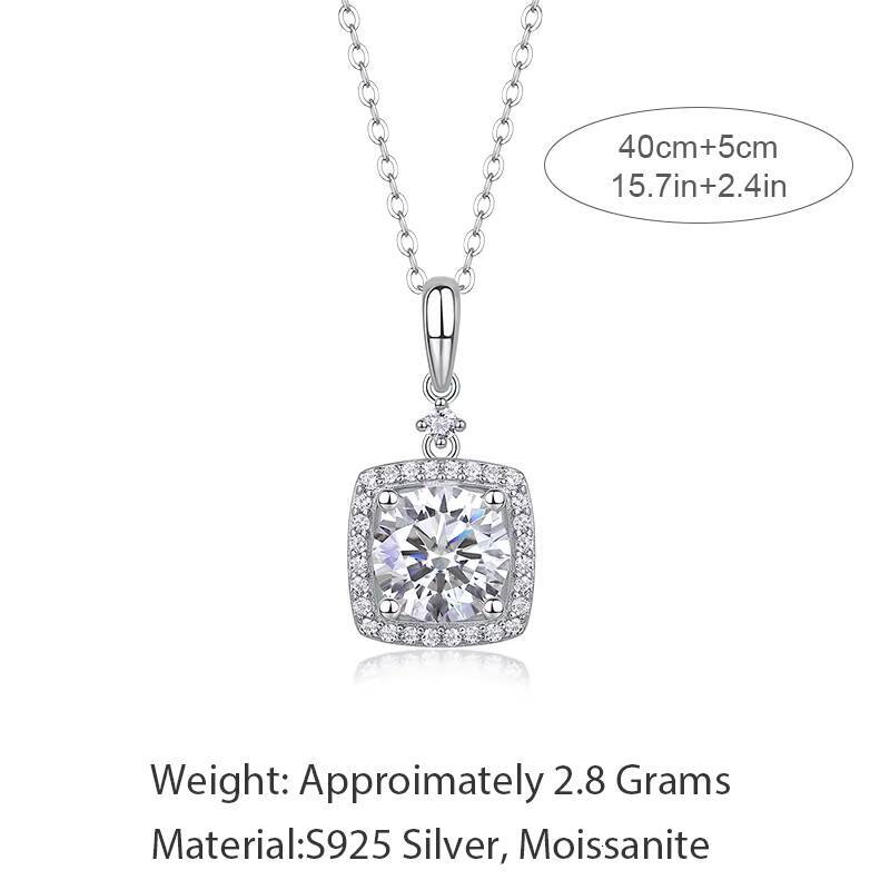 Exquisite S925 Sterling Silver Simple Pendant Round Brilliant Necklace Moissanite Engagement Gift Pendant Necklace
