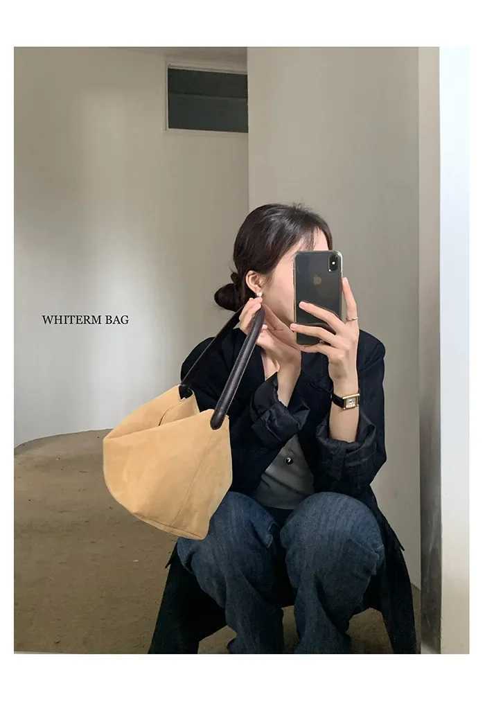 Bag womens autumn and winter new retro suede womens bag stitching handbag fashion and versatile one-shoulder armpit bag tide K251110