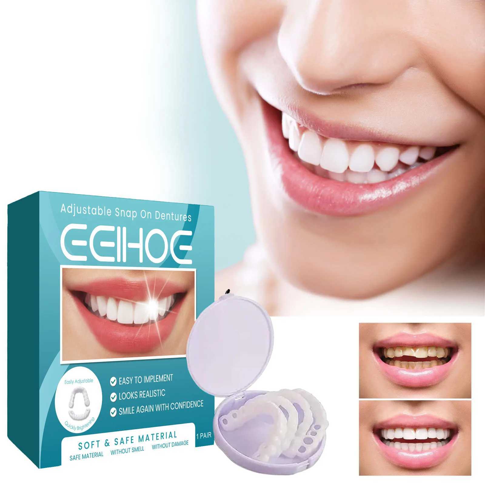 Eelhoe 1 pair adjustable teeth set whitening teeth temporary smile oral hygiene care teeth veneer false teeth set M250410