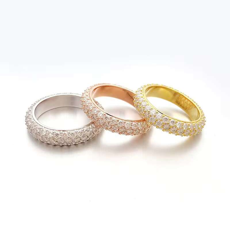 Trendy Vvs Moissanite Solid Silver 925 Rose Gold Plated Women Engagement Ring