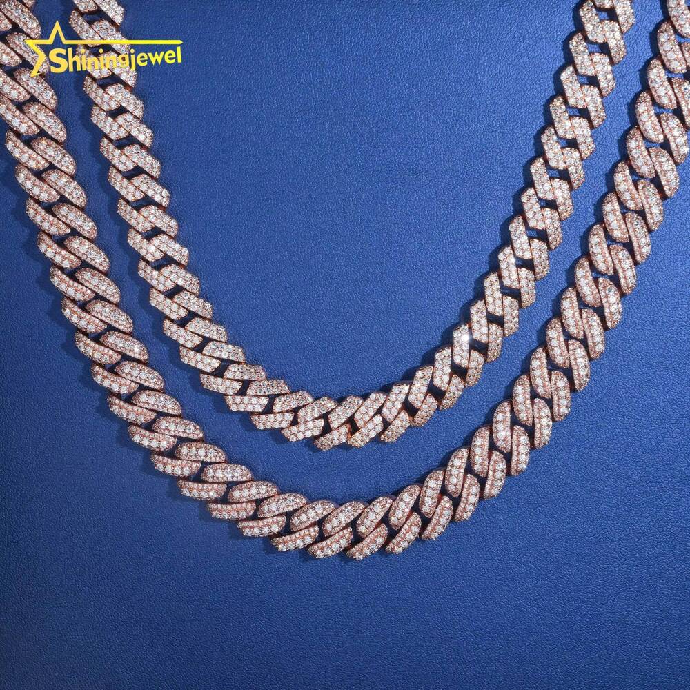 12mm 13mm Solid 925 Silver Diamond Cuban Link Chain Hip Hop Jewelry Iced Out Cuban Chain Moissanite Pass Diamond Tester