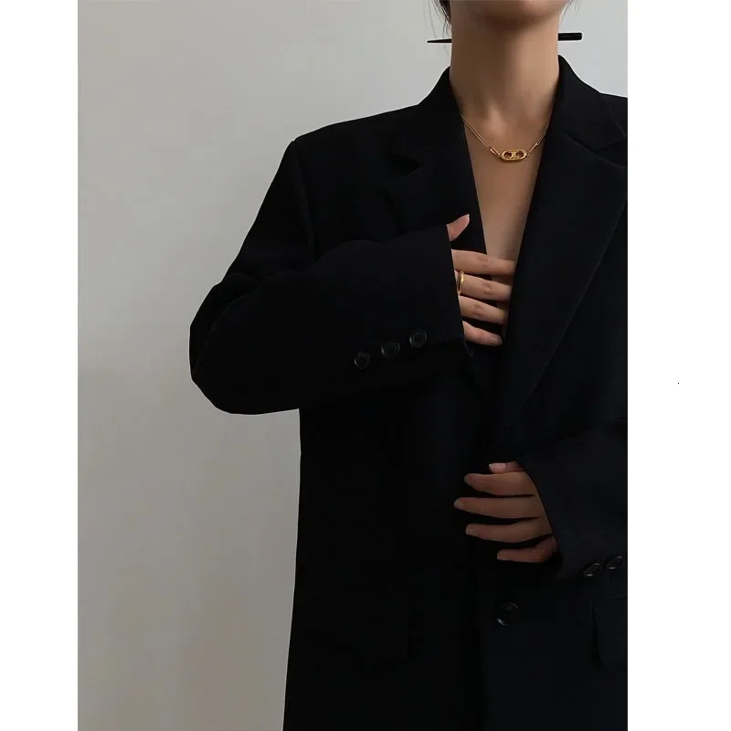 Coat Fashion Black Set Jacket Autumn Loose Retro Casual Street Clothing Womens Fit 250407