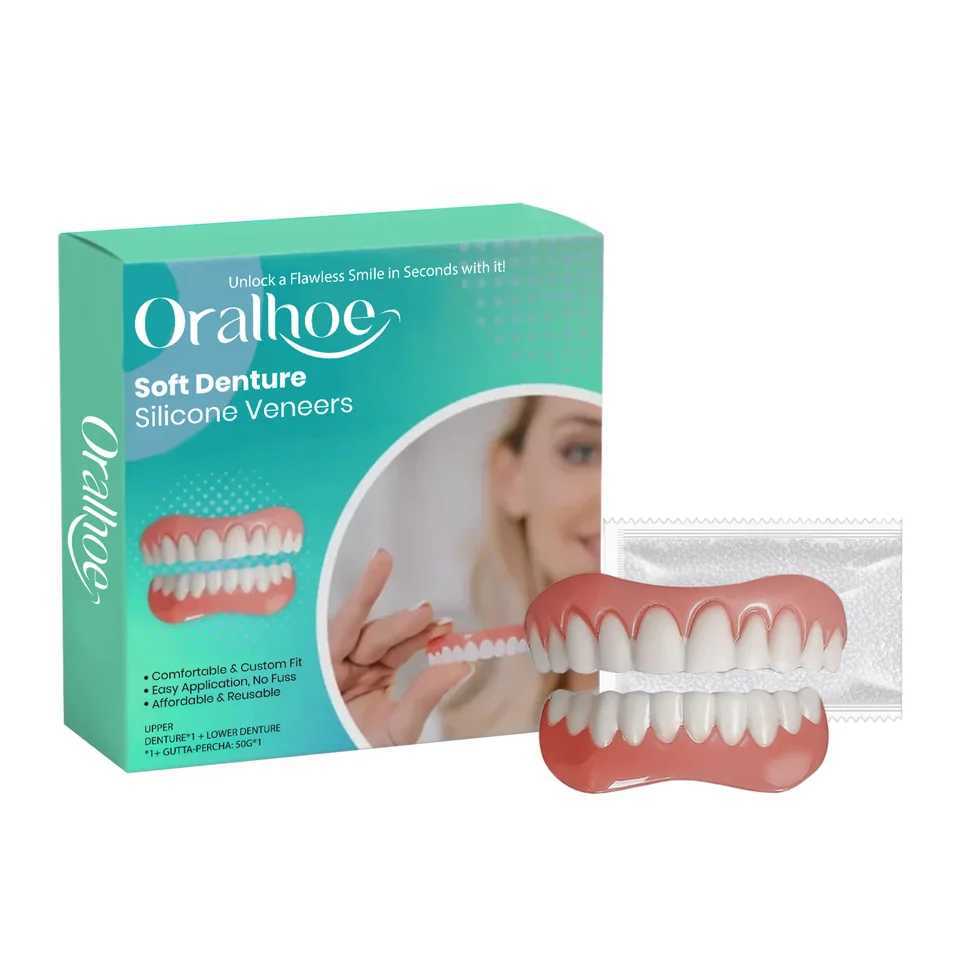 Oralhoe 1 set of silicone upper and lower veneer brackets for dentures smile care dental restoration silicone dental filling brackets M250410