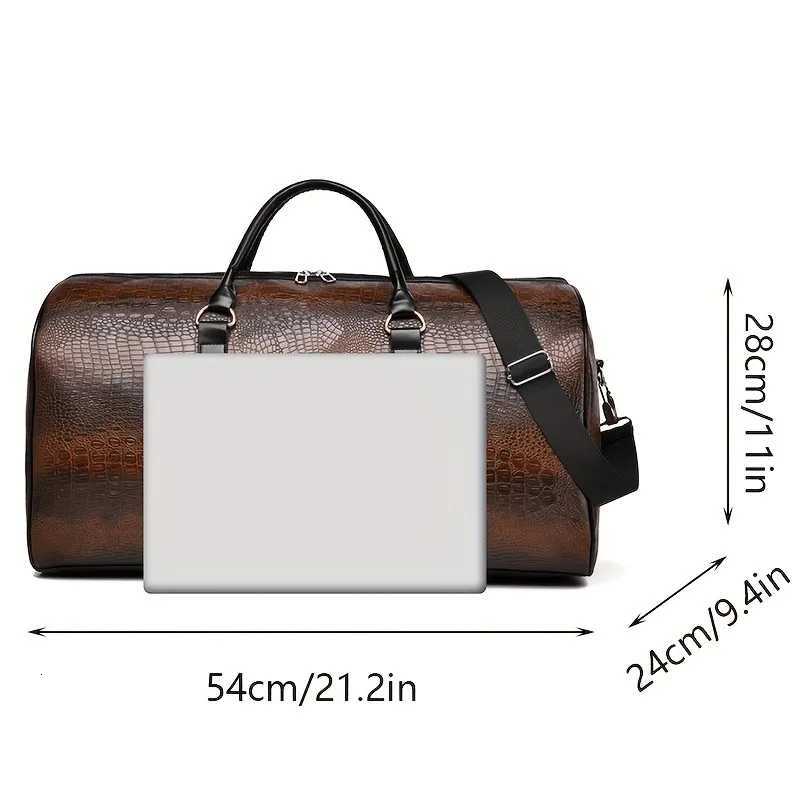 Large Capacity Retro Crocodile-Textured Travel Duffel Bag - Durable Vacation Luggage Versatile Gift for Men Women K251110